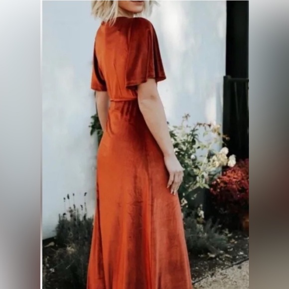Baltic Born Meghan Velvet Maxi Dress in Rust - Size Large - Picture 9 of 14
